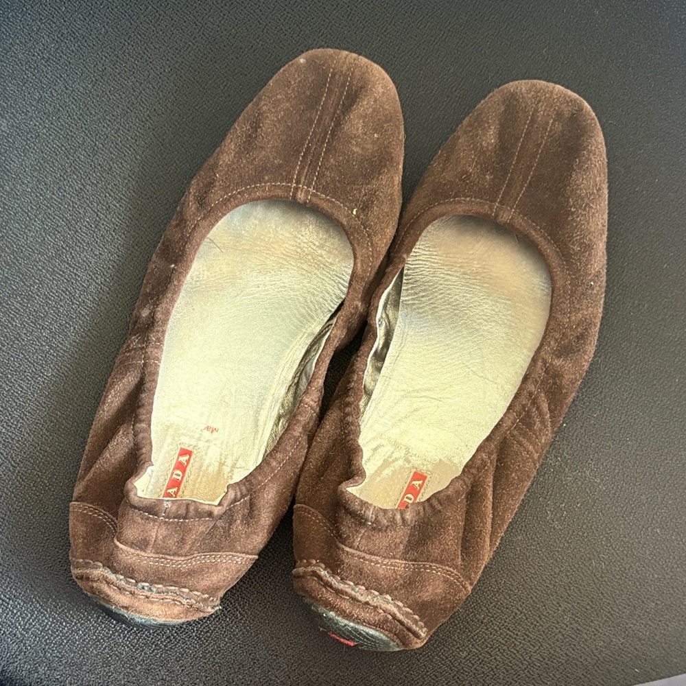 Prada brown suede flats
